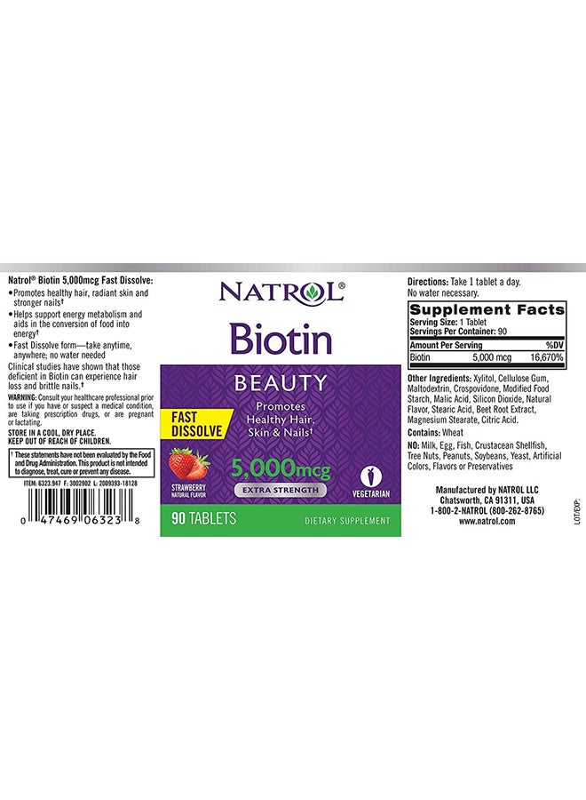 Natrol Biotin Beauty 5000 Mcg - 90 Tablets - Image 2